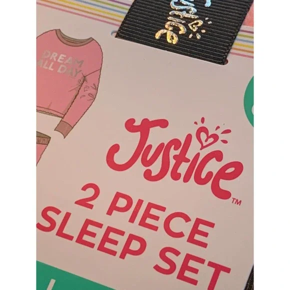 NEW JUSTICE Girls Pajama Set 2-Pc Small 7/8 Velvet Fleece PJs PINK Loungewear - Picture 9 of 12